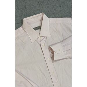 Canali 1934 Dress Shirt Men 42 16.5 Micro Check Cotton Cutaway Collar White/Pink